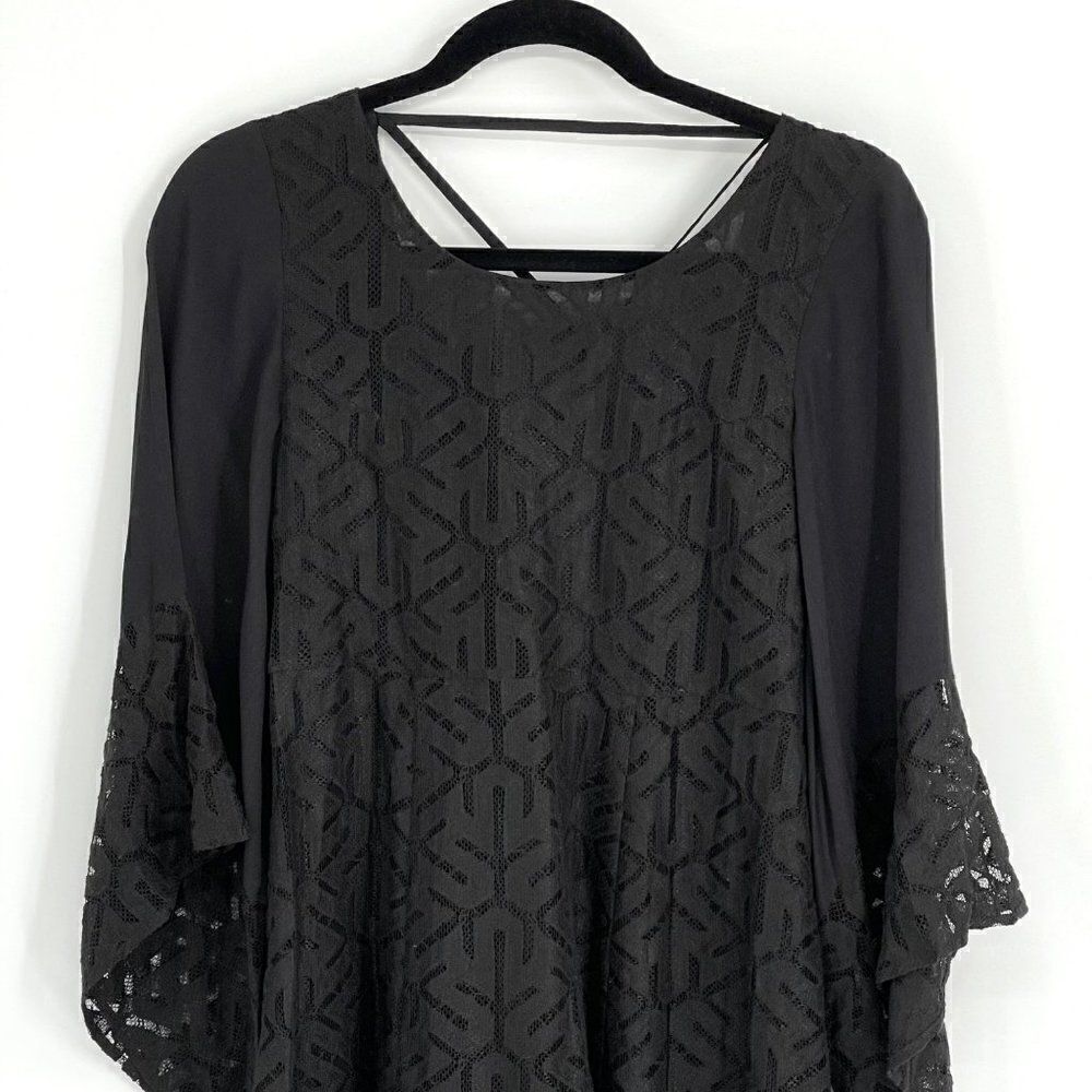 MinkPink Drive Me Crazy Flair Sleeve Lace Mini Fit & flare Black Dress NWT Size - Picture 5 of 15